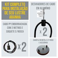 Lustre Aranha Com 2 Pendentes (2m Cabo Preto + Soquetes + Canopla) - 3