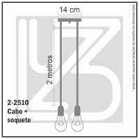 Lustre Aranha Com 2 Pendentes (2m Cabo Preto + Soquetes + Canopla)