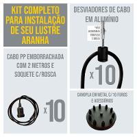 Lustre Aranha Com 10 Pendentes (2m Cabo Preto+ Soquetes + Canopla) - 3