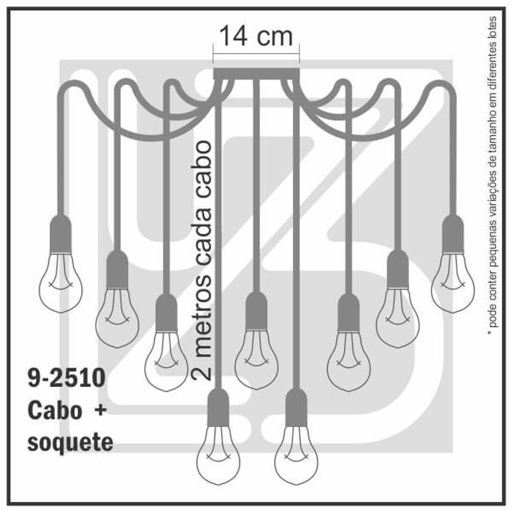 Lustre Aranha Com 9 Pendentes (2m Cabo Preto+ Soquetes + Canopla) - 6