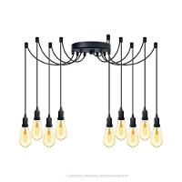 Lustre Aranha Com 9 Pendentes (2m Cabo Preto+ Soquetes + Canopla) - 1