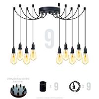 Lustre Aranha Com 9 Pendentes (2m Cabo Preto+ Soquetes + Canopla) - 2