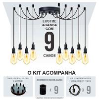 Lustre Aranha Com 9 Pendentes (2m Cabo Preto+ Soquetes + Canopla) - 3