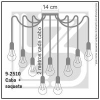 Lustre Aranha Com 9 Pendentes (2m Cabo Preto+ Soquetes + Canopla) - 6