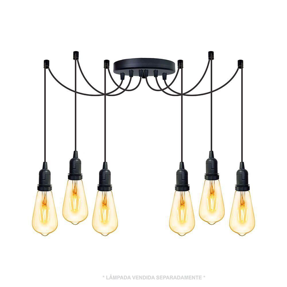Lustre Aranha Com 6 Pendentes De 2 M + Soquetes - 1