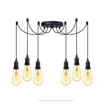 Lustre Aranha Com 6 Pendentes De 2 M + Soquetes