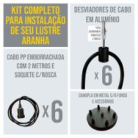 Lustre Aranha Com 6 Pendentes De 2 M + Soquetes - 2