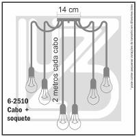 Lustre Aranha Com 6 Pendentes De 2 M + Soquetes - 5
