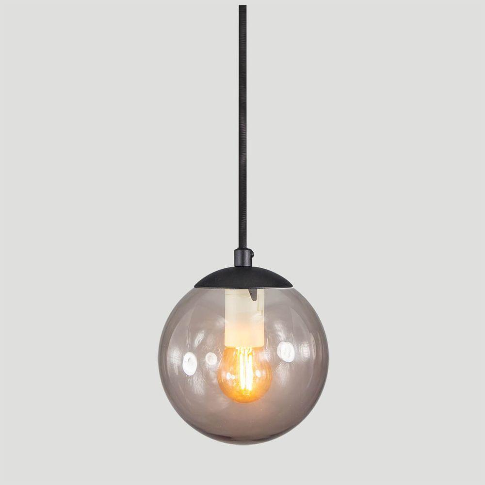 Pendente Globo Esfera De Vidro Fumê 14cm - Preto - 4