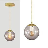 Pendente Globo Esfera De Vidro Fumê 14cm - Ouro - 1