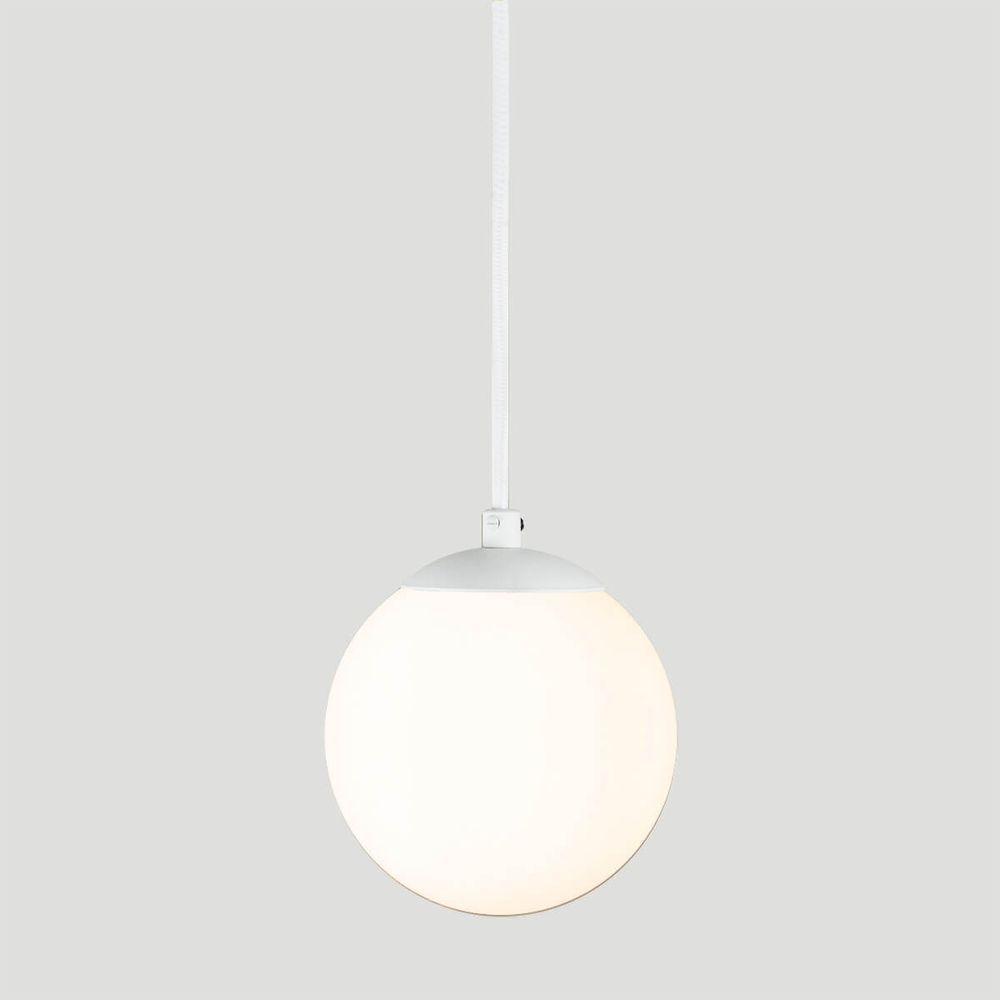 Pendente Branco C/ Globo De Vidro Branco De 14cm + Led 2w - 4