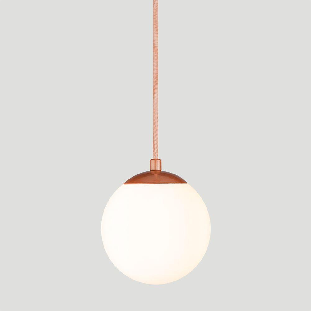 Pendente Bronze C/ Globo De Vidro Branco De 14cm + Led 2w - 2