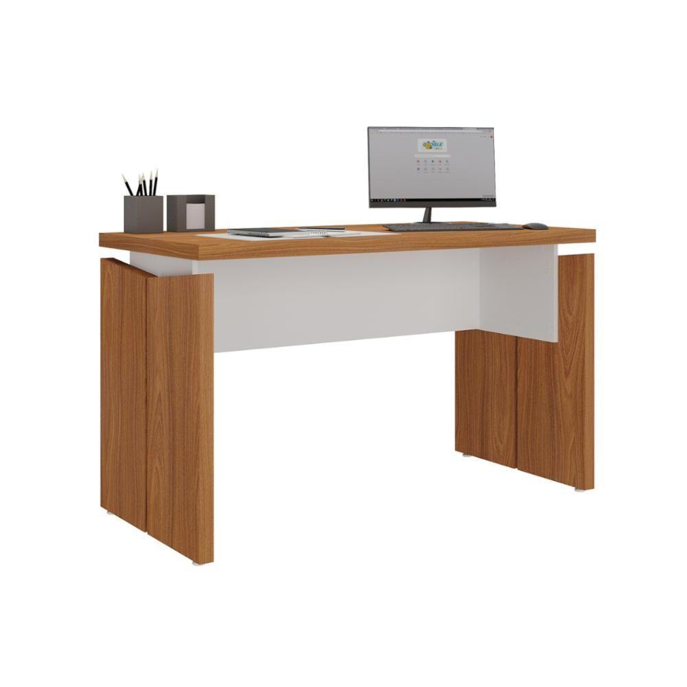 Conjunto De Mesa Em L E Gaveteiro Arara Freijó Branco - 3