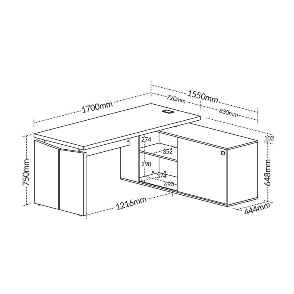 Mesa Em L Para Escritório Argentina Freijó Branco - 3