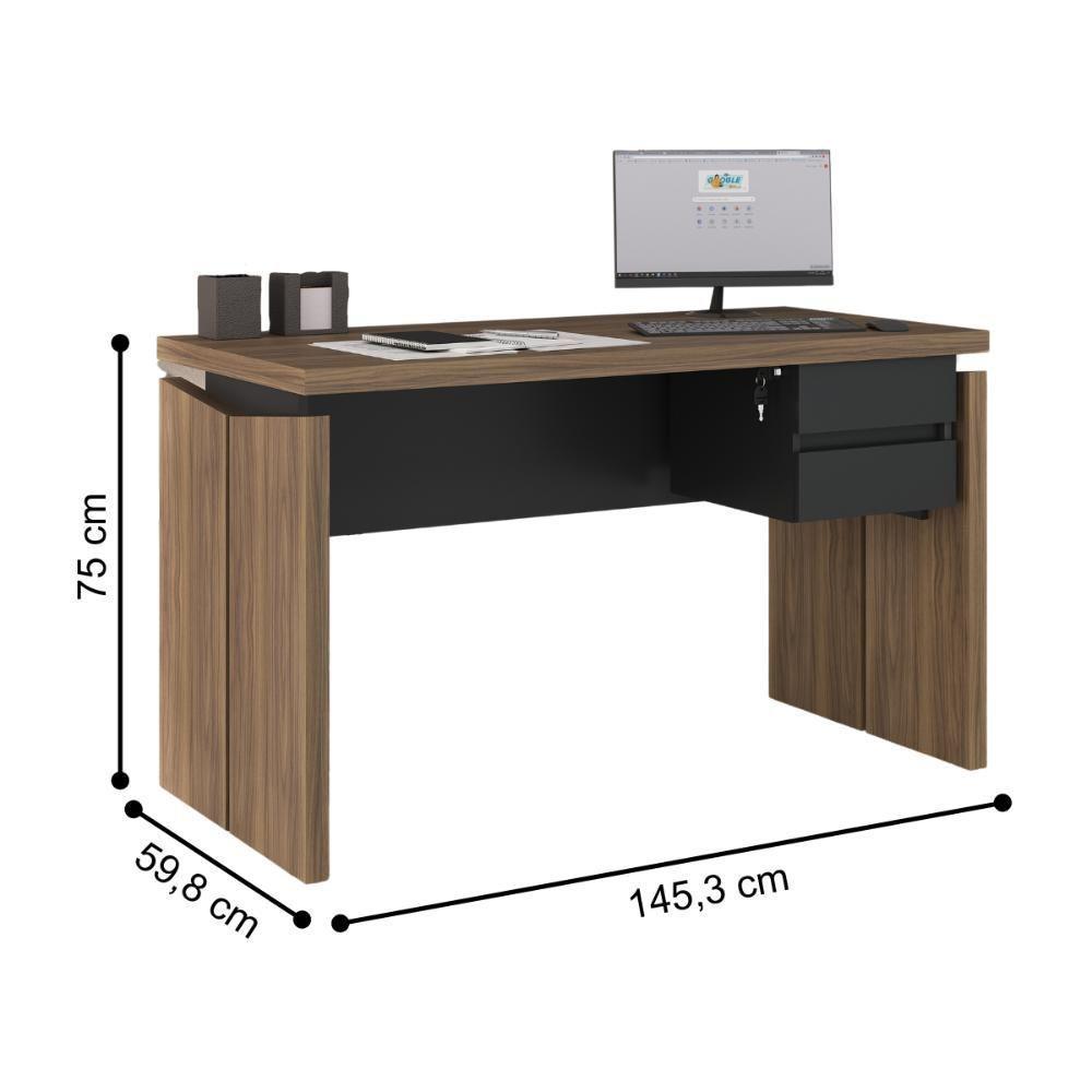 Mesa Para Escritório Guiana Nogal Preto - 3