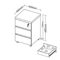 Gaveteiro Com Rodízios E 3 Gavetas Mônaco Freijó Branco - 3