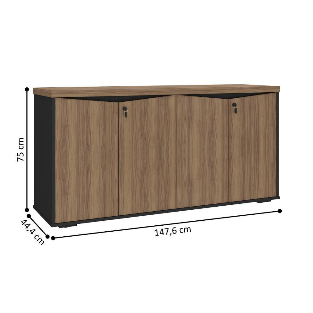 Mesa Em L Joinville E Balcão 4 Portas Nogal Preto - 3