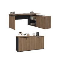 Mesa Em L Joinville E Balcão 4 Portas Nogal Preto - 1