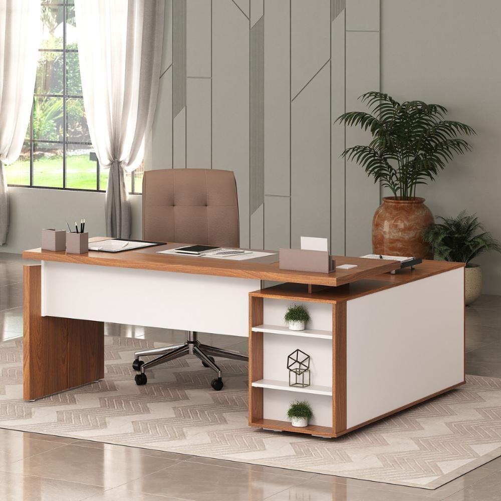 Mesa Em L Joinville E Balcão 4 Portas Freijó Branco - 7