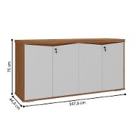 Mesa Em L Joinville E Balcão 4 Portas Freijó Branco - 3