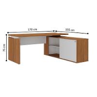 Mesa Em L Joinville E Balcão 4 Portas Freijó Branco - 6