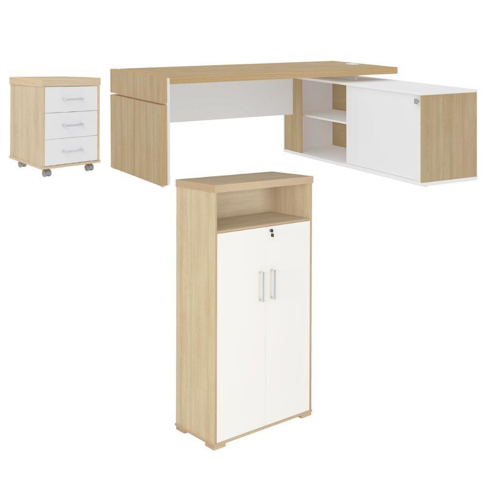 Conjunto Completo Para Escritório Amadora Carvalho Branco - 1