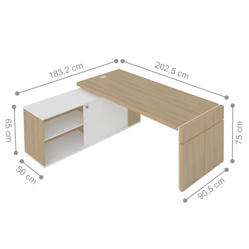 Conjunto Completo Para Escritório Amadora Carvalho Branco - 6