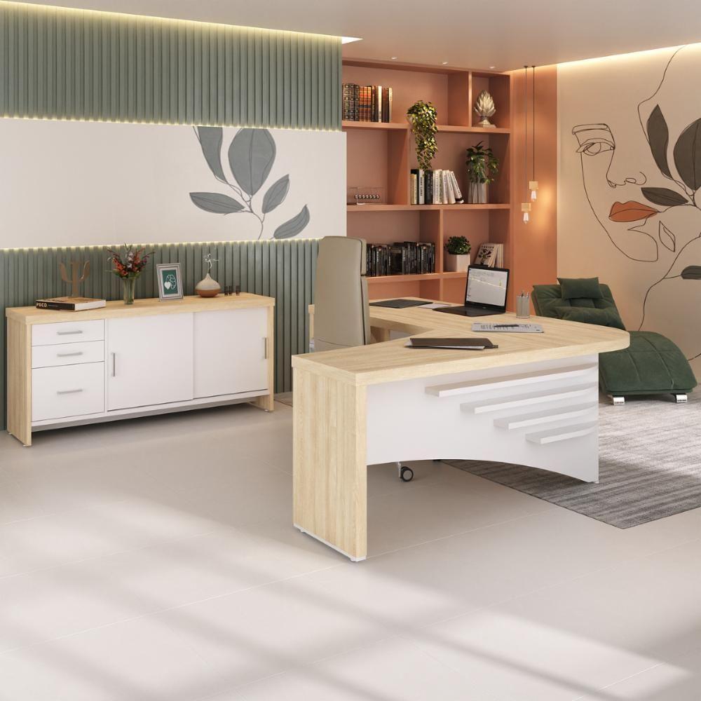 Jogo Completo Escritório Aveiro Carvalho Branco - 4