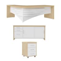 Jogo Completo Escritório Aveiro Carvalho Branco - 1