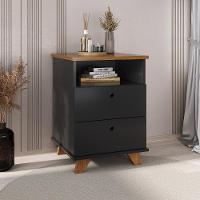 Gaveiteiro Com Pés De Mdf E 2 Gavetas Tuvalu Freijó Preto - 2