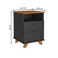 Gaveiteiro Com Pés De Mdf E 2 Gavetas Tuvalu Freijó Preto - 4