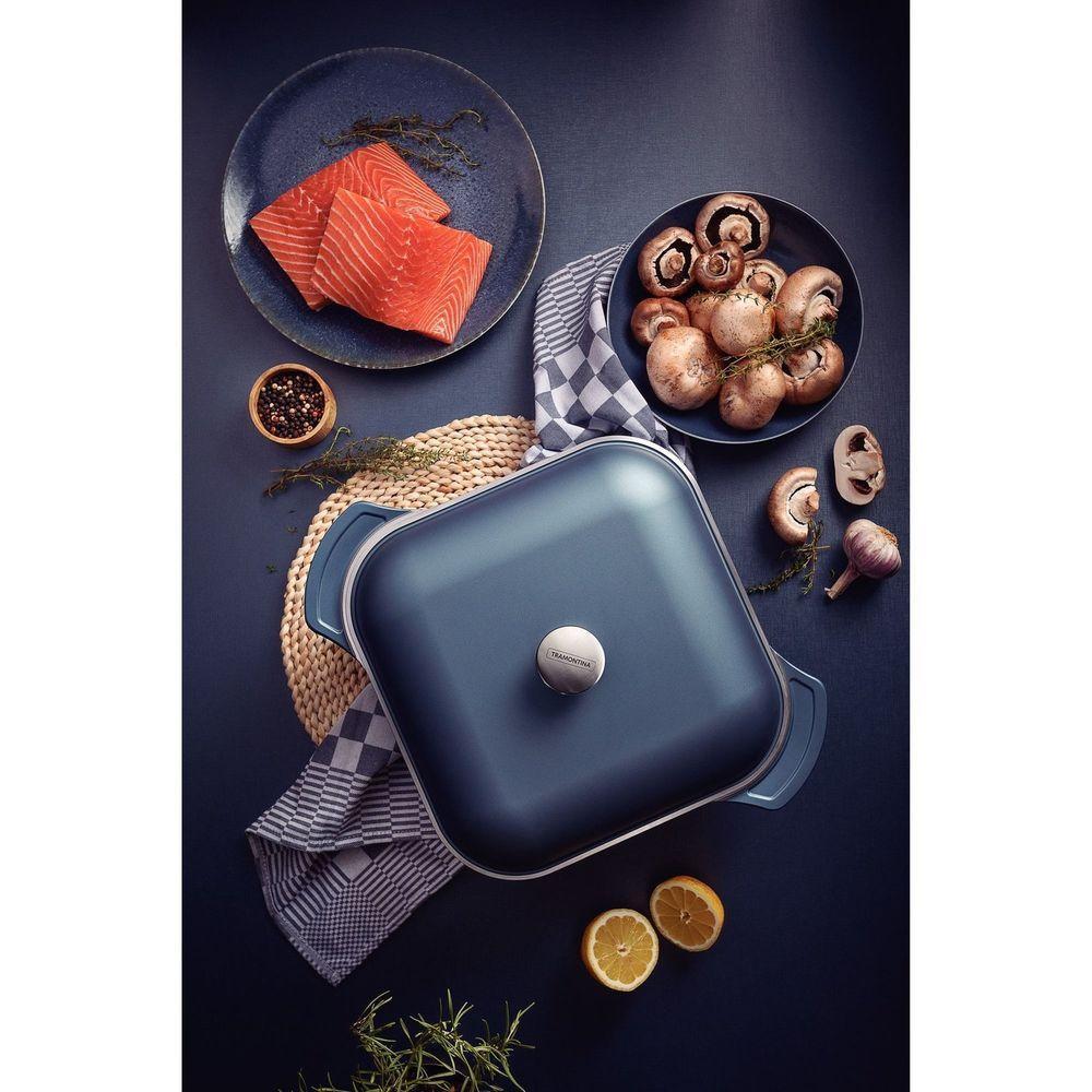 Panela Caçarola Quadrada 28cm 5,5l Tramontina Lyon Azul Alumínio Forjado Antiaderente Dentro E Fora - 2