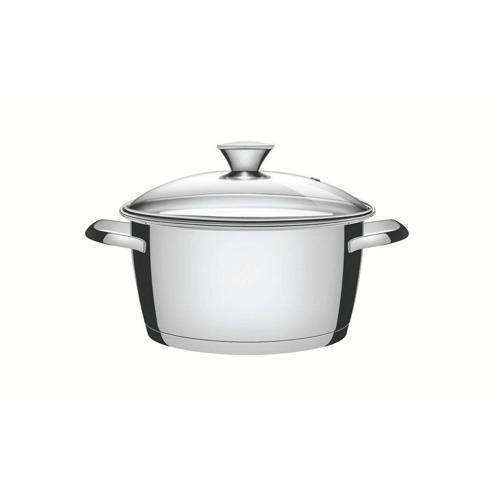 Caçarola Funda Tramontina Allegra Em Aço Inox Com Fundo Triplo E Tampa De Vidro 22 Cm 4,2 L - 1