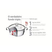 Caçarola Funda Tramontina Allegra Em Aço Inox Com Fundo Triplo E Tampa De Vidro 22 Cm 4,2 L - 2