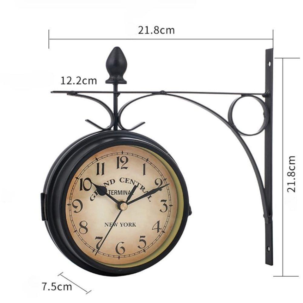 Relógio Estação Dupla Face Retrô Decoração New York Preto - 5