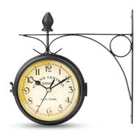 Relógio Estação Dupla Face Retrô Decoração New York Preto - 1