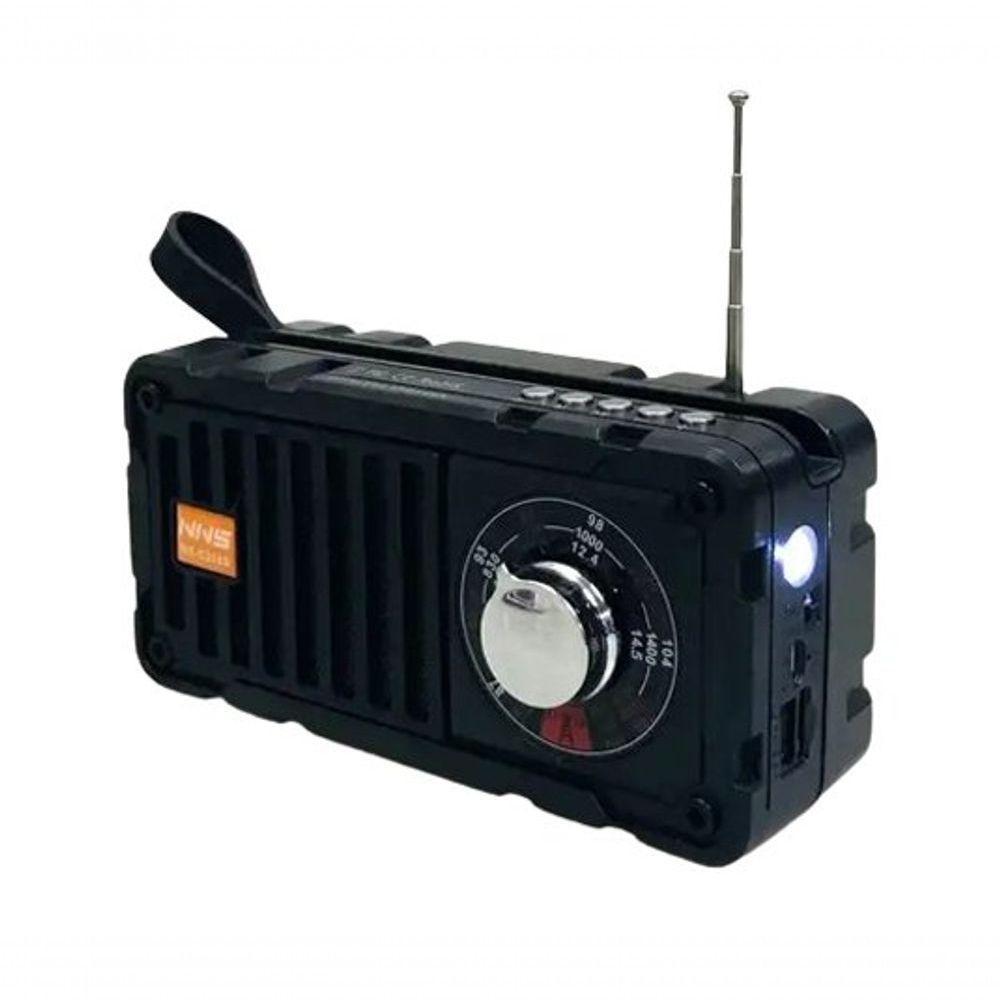 Caixa De Som Rádio Solar Recarregável Usb Lanterna Preto - 1