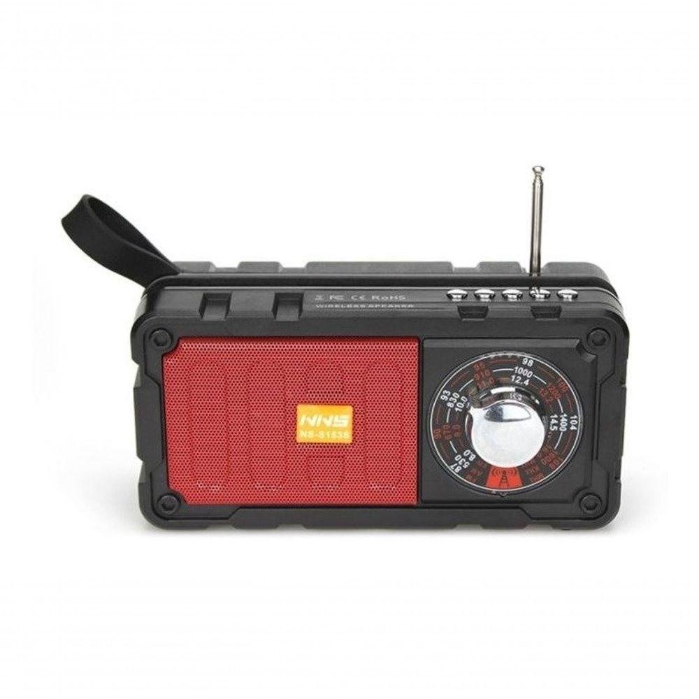 Caixa De Som Rádio Solar Recarregável Usb Lanterna Vermelho - 1