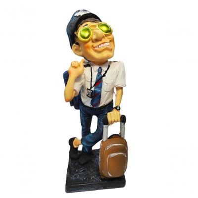 Estátua Piloto De Avião Em Resina Decoração Escultura 23cm