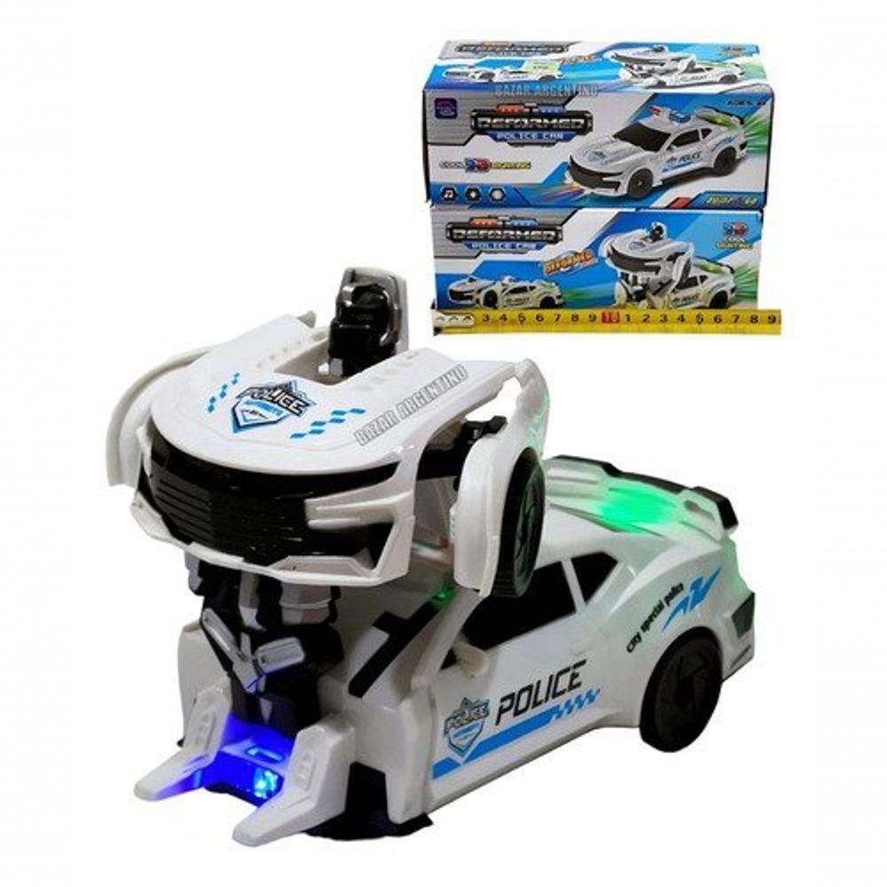Carro Robô Policial Com Movimento Som E Luzes Brinquedo - 3