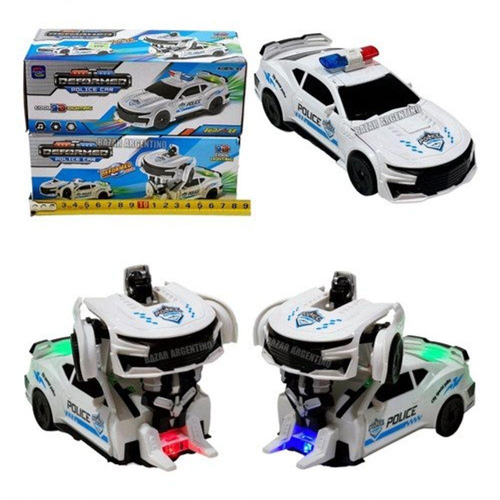 Carro Robô Policial Com Movimento Som E Luzes Brinquedo - 4