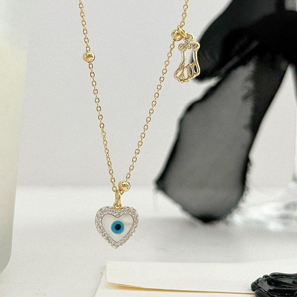 Colar Olho Grego Com Corrente De Bolinhas Banhado A Ouro 18k - 2