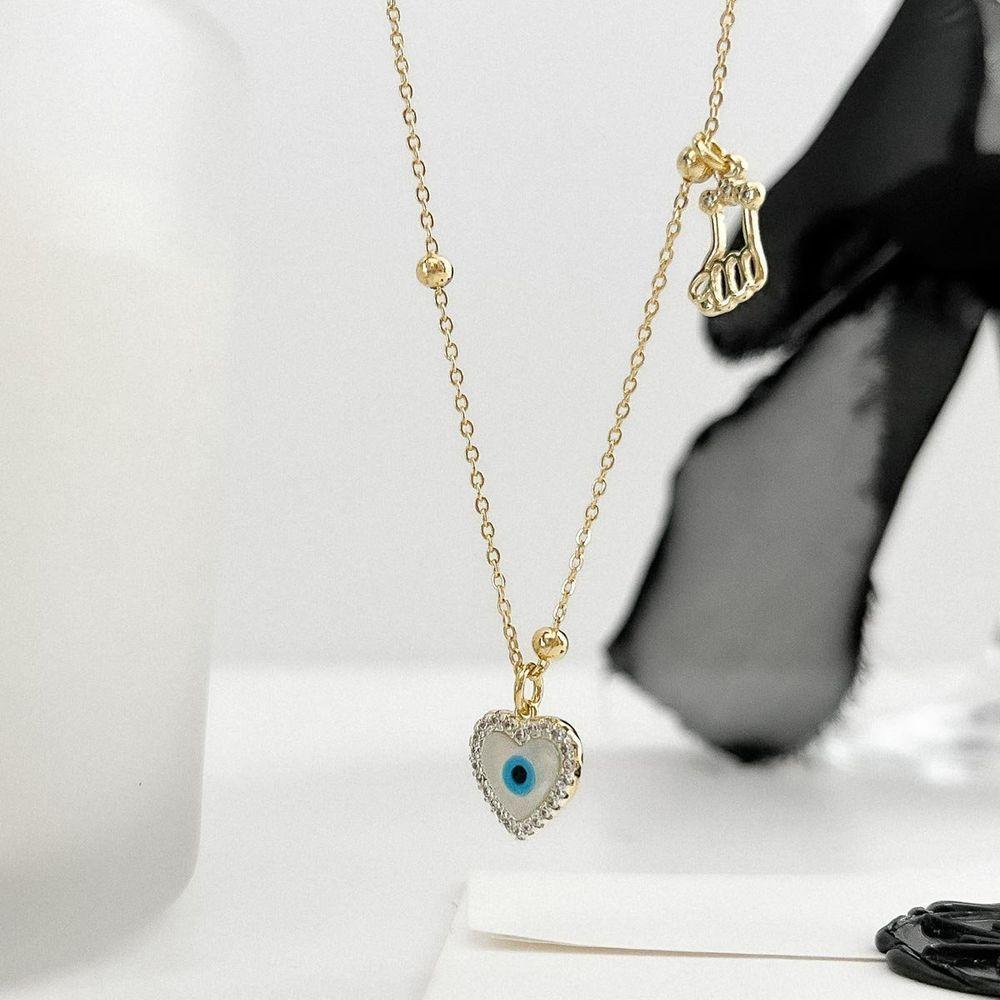 Colar Olho Grego Com Corrente De Bolinhas Banhado A Ouro 18k - 4