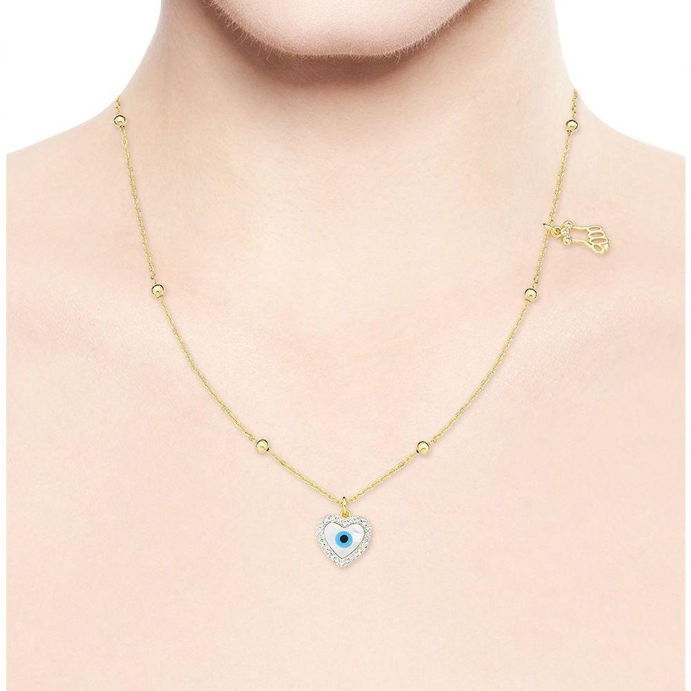 Colar Olho Grego Com Corrente De Bolinhas Banhado A Ouro 18k - 6