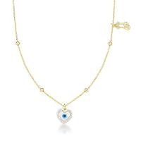 Colar Olho Grego Com Corrente De Bolinhas Banhado A Ouro 18k - 1