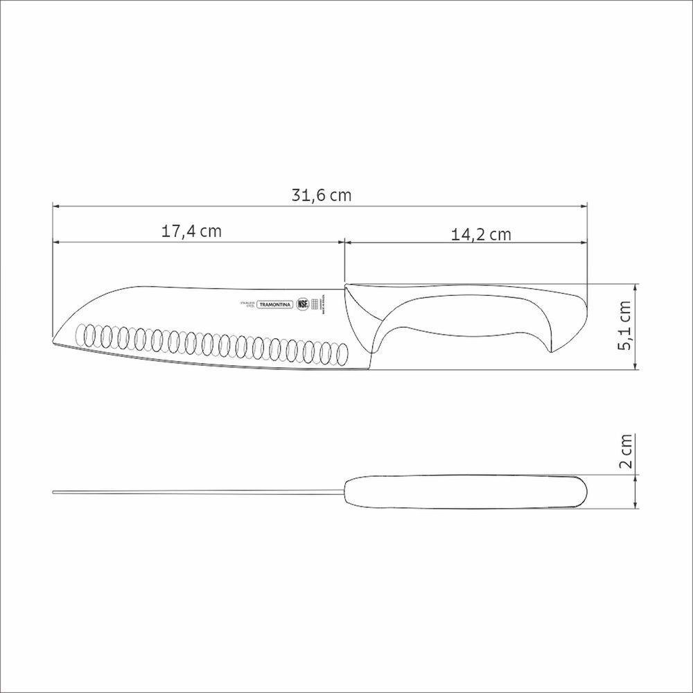 Faca Santoku Tramontina Premium Com Lâmina Aço Inox Cabo Polipropileno Branco 7pol Tramontina - 2