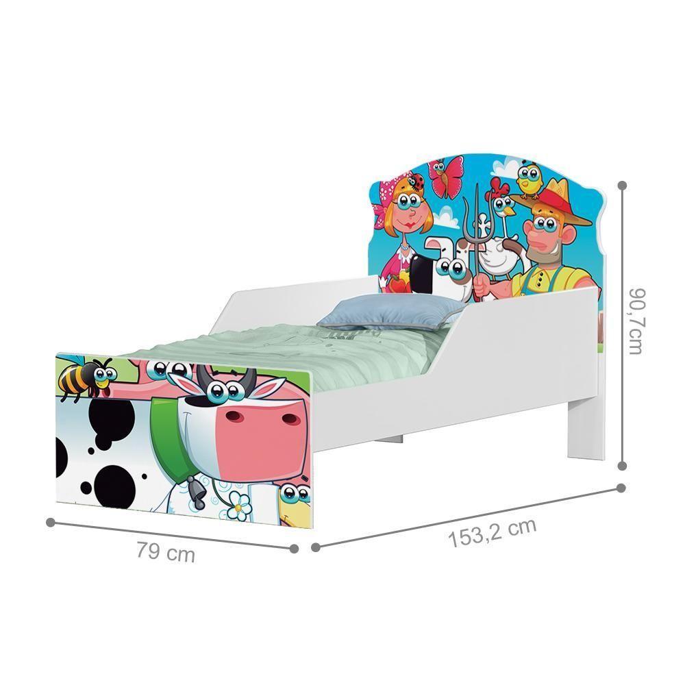 Cama Infantil Bichinhos Na Fazenda Com Colchão - 1
