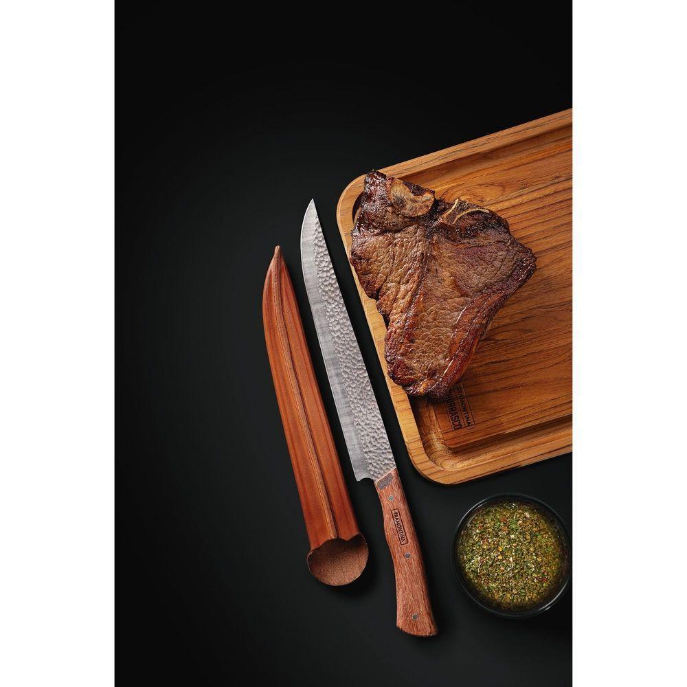 Faca Butcher Tramontina Nômade Com Lâmina Aço Inox Cabo Madeira Com Bainha Couro 10pol Tramontina - 4