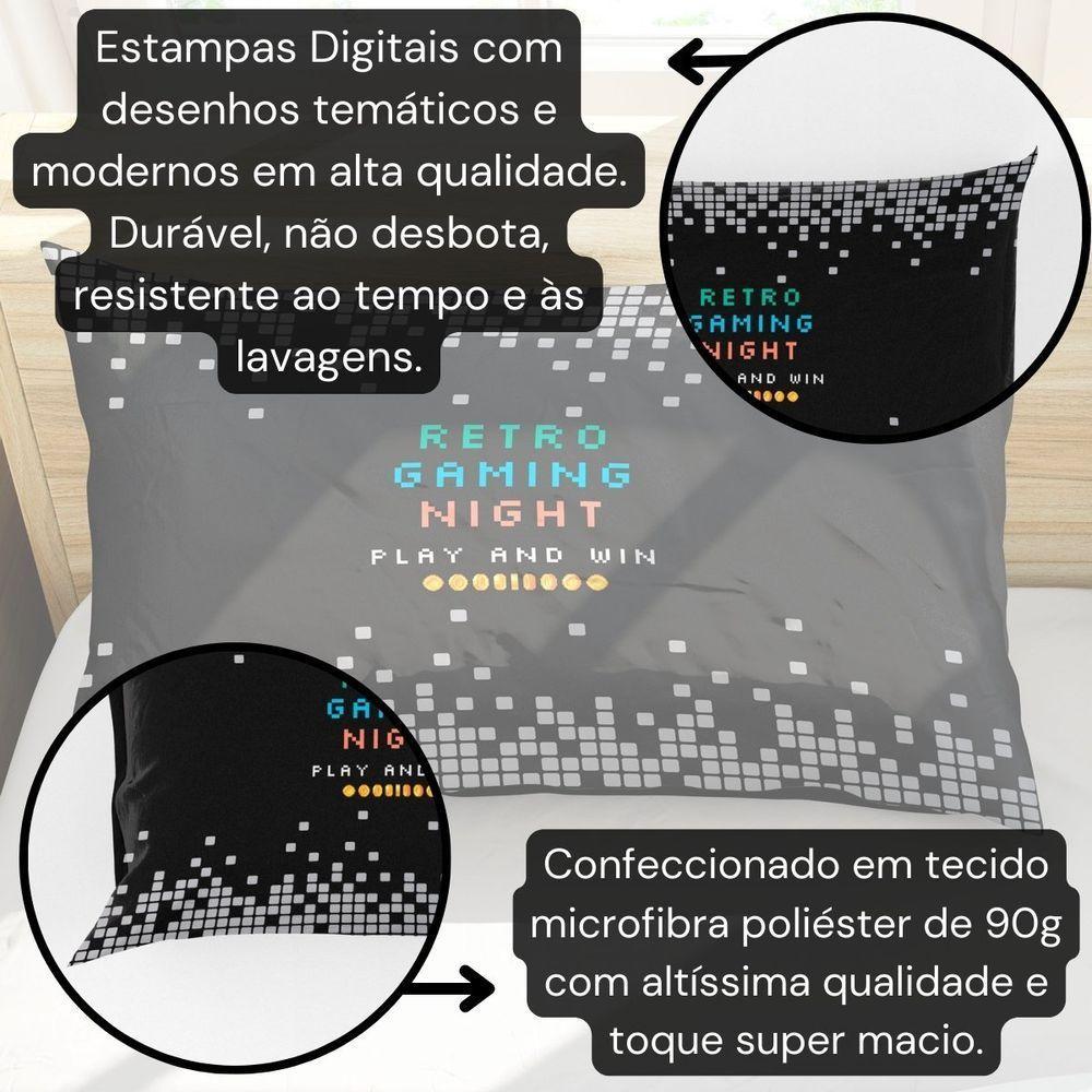Porta Travesseiro Fronha Avulsa Retro Game 70cm X 50cm - Estampa Digital Geek Nerd - 3