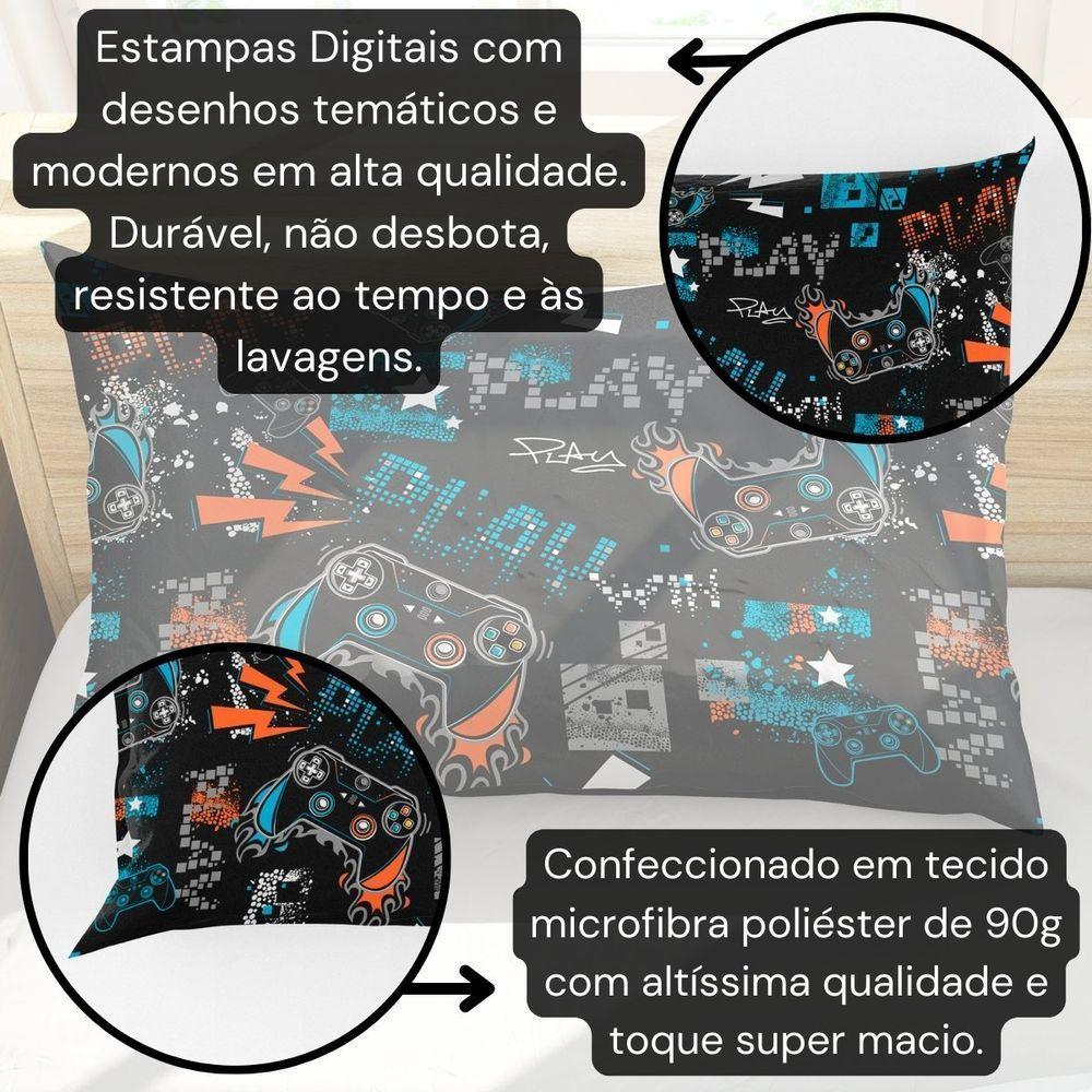 Porta Travesseiro Fronha Avulsa Game Win 70cm X 50cm - Estampa Digita Nerd Geek - 4